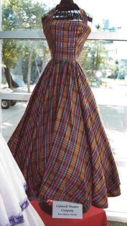 A multi-colored taffeta party dress
created by Rick Lewis,  from the Women and Their Causes exhibit